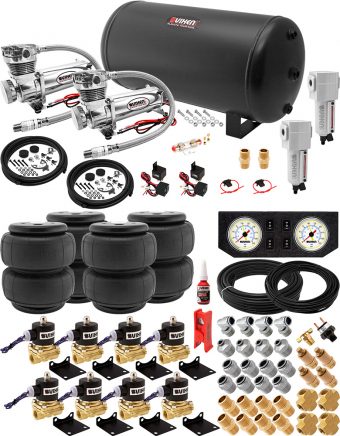 VIXEN AIR VXX1208FW/4863DCF AIR SUSPENSION KIT FOR TRUCK/CAR BAG/AIR RIDE/SPRING. ON BOARD SYSTEM, DUAL 200PSI COMPRESSOR, 6 GALLON