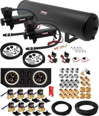VIXEN AIR VXX1208GB/4852DB AIR SUSPENSION KIT FOR TRUCK/CAR BAG/AIR RIDE/SPRING. ON BOARD SYSTEM, DUAL 200PSI COMPRESSOR, 5 GALLON TANK