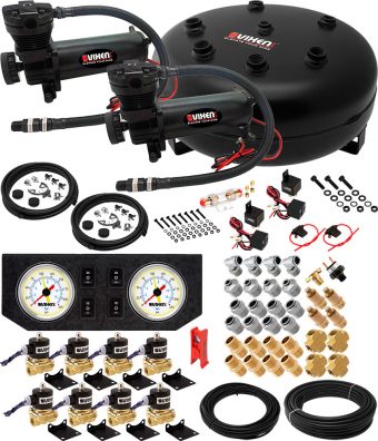 VIXEN AIR VXX1208GW/4840DB AIR SUSPENSION KIT FOR TRUCK/CAR BAG/AIR RIDE/SPRING. ON BOARD SYSTEM, DUAL 200PSI COMPRESSOR, 4 GALLON TANK