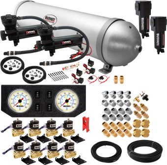 VIXEN AIR VXX1208GW/4850DBF AIR SUSPENSION KIT FOR TRUCK/CAR BAG/AIR RIDE/SPRING. ON BOARD SYSTEM, DUAL 200PSI COMPRESSOR, 5 GALLON ALUMINUM TANK