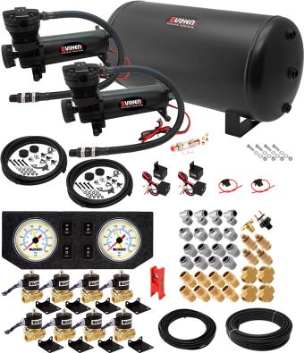VIXEN AIR VXX1208GW/4863DB AIR SUSPENSION KIT FOR TRUCK/CAR BAG/AIR RIDE/SPRING. ON BOARD SYSTEM, DUAL 200PSI COMPRESSOR, 6 GALLON TANK