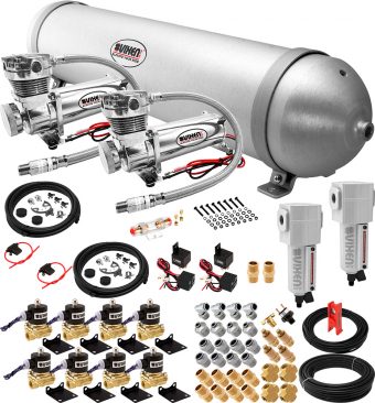 VIXEN AIR VXX1208H/4850DCF AIR SUSPENSION KIT FOR TRUCK/CAR BAG/AIR RIDE/SPRING. ON BOARD SYSTEM, DUAL 200PSI COMPRESSOR, 5 GALLON ALUMINUM TANK