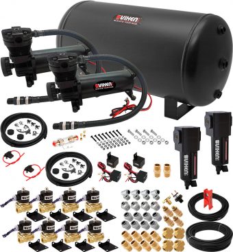 VIXEN AIR VXX1208H/4863DBF AIR SUSPENSION KIT FOR TRUCK/CAR BAG/AIR RIDE/SPRING. ON BOARD SYSTEM, DUAL 200PSI COMPRESSOR, 6 GALLON TANK