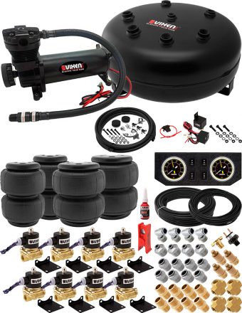 VIXEN AIR VXX1208PB/4840B AIR SUSPENSION KIT FOR TRUCK/CAR BAG/AIR RIDE/SPRING. ON BOARD SYSTEM, 200PSI COMPRESSOR, 4 GALLON TANK