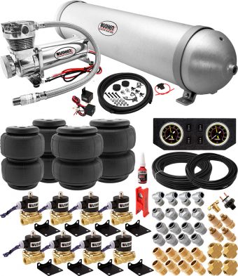 VIXEN AIR VXX1208PB/4850C AIR SUSPENSION KIT FOR TRUCK/CAR BAG/AIR RIDE/SPRING. ON BOARD SYSTEM, 200PSI COMPRESSOR, 5 GALLON ALUMINUM TANK