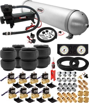 VIXEN AIR VXX1208PW/4850B AIR SUSPENSION KIT FOR TRUCK/CAR BAG/AIR RIDE/SPRING. ON BOARD SYSTEM, 200PSI COMPRESSOR, 5 GALLON ALUMINUM TANK