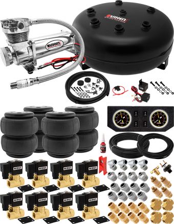 VIXEN AIR VXX1209FB/4840C AIR SUSPENSION KIT FOR TRUCK/CAR BAG/AIR RIDE/SPRING. ON BOARD SYSTEM, 200PSI COMPRESSOR, 4 GALLON TANK