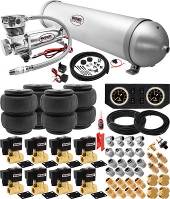 VIXEN AIR VXX1209FB/4850C AIR SUSPENSION KIT FOR TRUCK/CAR BAG/AIR RIDE/SPRING. ON BOARD SYSTEM, 200PSI COMPRESSOR, 5 GALLON ALUMINUM TANK