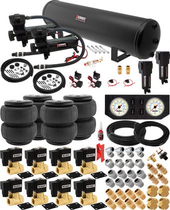 VIXEN AIR VXX1209FW/4852DBF AIR SUSPENSION KIT FOR TRUCK/CAR BAG/AIR RIDE/SPRING. ON BOARD SYSTEM, DUAL 200PSI COMPRESSOR, 5 GALLON TANK