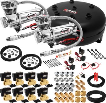 VIXEN AIR VXX1209H/4840DC AIR SUSPENSION KIT FOR TRUCK/CAR BAG/AIR RIDE/SPRING. ON BOARD SYSTEM, DUAL 200PSI COMPRESSOR, 4 GALLON TANK