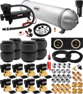 VIXEN AIR VXX1209PB/4850BF AIR SUSPENSION KIT FOR TRUCK/CAR BAG/AIR RIDE/SPRING. ON BOARD SYSTEM, 200PSI COMPRESSOR, 5 GALLON ALUMINUM TANK