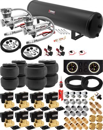 VIXEN AIR VXX1209PB/4852DC AIR SUSPENSION KIT FOR TRUCK/CAR BAG/AIR RIDE/SPRING. ON BOARD SYSTEM, DUAL 200PSI COMPRESSOR, 5 GALLON TANK