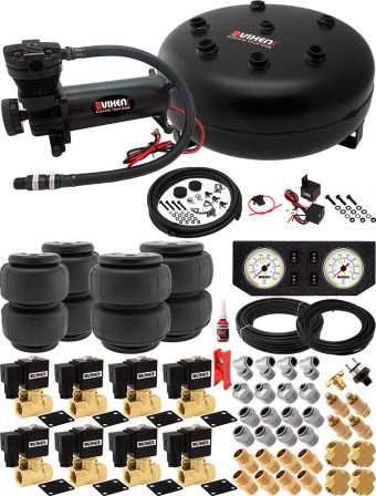 VIXEN AIR VXX1209PW/4840B AIR SUSPENSION KIT FOR TRUCK/CAR BAG/AIR RIDE/SPRING. ON BOARD SYSTEM, 200PSI COMPRESSOR, 4 GALLON TANK