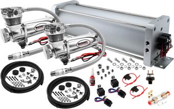 VIXEN AIR VXX25AA/480DC AIR SUSPENSION KIT FOR TRUCK/CAR BAG/AIR RIDE/SPRING. ON BOARD SYSTEM, DUAL 200PSI COMPRESSOR, 2.5 GALLON ALUMINUM TANK