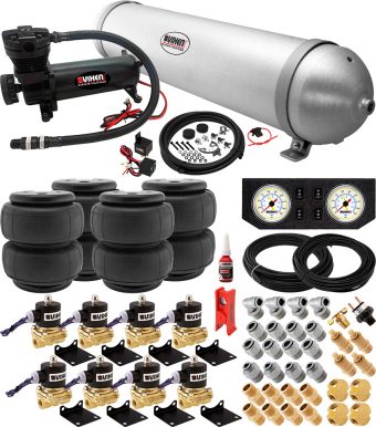 VIXEN AIR VXX3804FW/4850B AIR SUSPENSION KIT FOR TRUCK/CAR BAG/AIR RIDE/SPRING. ON BOARD SYSTEM, 200PSI COMPRESSOR, 5 GALLON ALUMINUM TANK