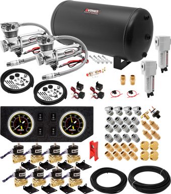VIXEN AIR VXX3804GB/4863DCF AIR SUSPENSION KIT FOR TRUCK/CAR BAG/AIR RIDE/SPRING. ON BOARD SYSTEM, DUAL 200PSI COMPRESSOR, 6 GALLON TANK