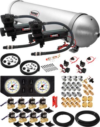 VIXEN AIR VXX3804GW/4850DB AIR SUSPENSION KIT FOR TRUCK/CAR BAG/AIR RIDE/SPRING. ON BOARD SYSTEM, DUAL 200PSI COMPRESSOR, 5 GALLON ALUMINUM TANK