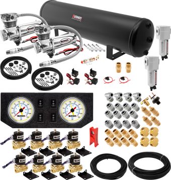 VIXEN AIR VXX3804GW/4852DCF AIR SUSPENSION KIT FOR TRUCK/CAR BAG/AIR RIDE/SPRING. ON BOARD SYSTEM, DUAL 200PSI COMPRESSOR, 5 GALLON TANK