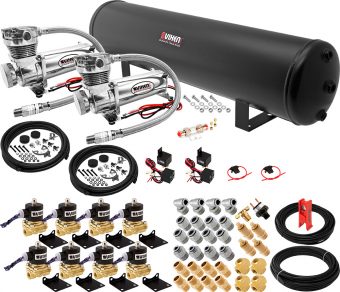 VIXEN AIR VXX3804H/4852DC AIR SUSPENSION KIT FOR TRUCK/CAR BAG/AIR RIDE/SPRING. ON BOARD SYSTEM, DUAL 200PSI COMPRESSOR, 5 GALLON TANK