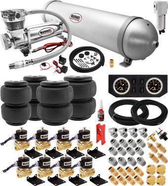 VIXEN AIR VXX3804PB/4850CF AIR SUSPENSION KIT FOR TRUCK/CAR/AIR RIDE. ON BOARD SYSTEM - 200 PSI COMPRESSOR, 5 GALLON TANK