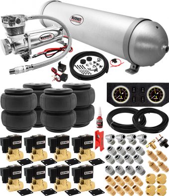 VIXEN AIR VXX3805FB/4850C AIR SUSPENSION KIT FOR TRUCK/CAR BAG/AIR RIDE/SPRING. ON BOARD SYSTEM, 200PSI COMPRESSOR, 5 GALLON ALUMINUM TANK