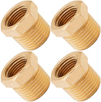 VIXEN HORNS VXA1238-4 1/2" NPT MALE TO 3/8" NPT FEMALE BRASS THREAD REDUCER FITTING (4 PACK)