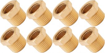 VIXEN HORNS VXA1238-8 1/2" NPT MALE TO 3/8" NPT FEMALE BRASS THREAD REDUCER FITTING (8 PACK)