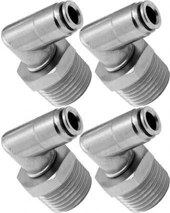 VIXEN AIR VXA2124-4 1/2" NPT MALE TO PUSH TO CONNECT (PTC) FOR 1/4" OD HOSE SWIVEL ELBOW (4 PACK)