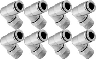 VIXEN AIR VXA2323-8 3/8" NPT MALE TO PUSH TO CONNECT (PTC) FOR 3/8" OD HOSE SWIVEL ELBOW (8 PACK)