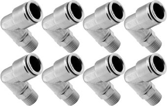 VIXEN AIR VXA2421-8 1/4" NPT MALE TO PUSH TO CONNECT (PTC) FOR 1/2" OD HOSE SWIVEL ELBOW (8 PACK)
