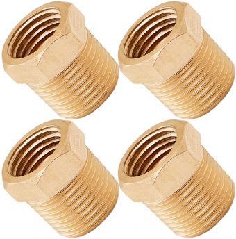 VIXEN HORNS VXA3814-4 3/8" NPT MALE TO 1/4" NPT FEMALE BRASS THREAD REDUCER FITTING (4 PACK)
