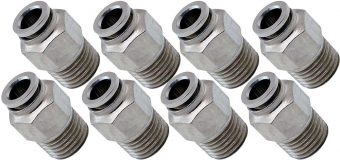 VIXEN AIR VXA7141-8 1/4″ NPT MALE TO PUSH TO CONNECT (PTC) FOR 1/4″ OD HOSE STRAIGHT PNEUMATIC FITTING (8 PACK)