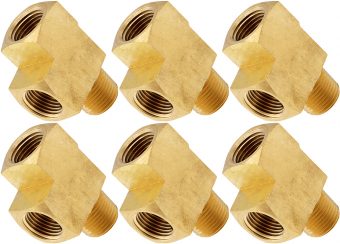 VIXEN HORNS VXA7612-6 1/2" NPT MALE (1) X 1/2" NPT FEMALE (2) TEE BRASS FITTING (6 PACK)