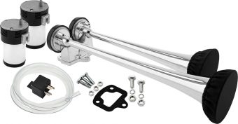VIXEN HORNS VXH2112C/P DUAL TRUMPET TRAIN AIR HORN KIT WITH COVERS CHROME COLOR