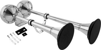 VIXEN HORNS VXH2112MAR/P MARINE GRADE STAINLESS STEEL ELECTRIC AIR HORN WITH COVERS CHROME COLOR