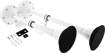 VIXEN HORNS VXH2112MAR-W/P MARINE GRADE STAINLESS STEEL ELECTRIC AIR HORN WITH COVERS WHITE