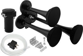 VIXEN HORNS VXH2411B/P TRIPLE TRUMPET TRAIN AIR HORN KIT WITH COVERS BLACK