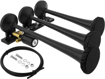 VIXEN HORNS VXH3118B/P TRIPLE TRUMPET TRAIN AIR HORN WITH COVERS BLACK