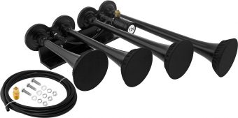 VIXEN HORNS VXH4124XLB/P FOUR TRUMPET TRAIN AIR HORN XLONG WITH COVERS BLACK