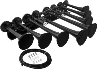 VIXEN HORNS OCTOPOD™ VXH8124XLB/P OCTO TRUMPET TRAIN AIR HORN WITH COVERS BLACK
