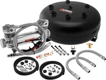 VIXEN AIR VXO8840DC 4 GALLON STEEL PANCAKE AIR TANK WITH DUAL CYLINDER 300 PSI AIR COMPRESSOR ONBOARD AIR SYSTEM