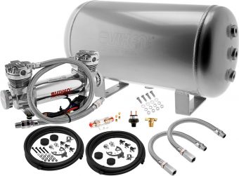 VIXEN AIR VXO8852DA 6 GALLON ALUMINUM AIR TANK SILVER WITH DUAL CYLINDER 300 PSI AIR COMPRESSOR ONBOARD AIR SYSTEM