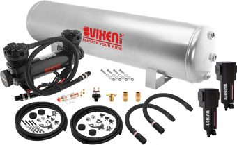 VIXEN AIR VXO8852GDBF 5 GALLON STEEL AIR TANK SILVER WITH DUAL CYLINDER 300 PSI AIR COMPRESSOR ONBOARD AIR SYSTEM