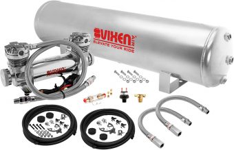 VIXEN AIR VXO8852GDC 5 GALLON STEEL AIR TANK SILVER WITH DUAL CYLINDER 300 PSI AIR COMPRESSOR ONBOARD AIR SYSTEM