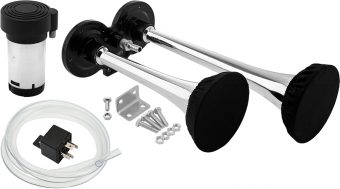 VIXEN HORNS VXH2311C/P DUAL TRUMPET TRAIN AIR HORN KIT WITH COVERS CHROME COLOR