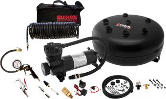 VIXEN AIR VXO4840BI 4 GALLON STEEL PANCAKE AIR TANK WITH 200 PSI AIR COMPRESSOR AND TIRE INFLATION KIT ONBOARD AIR SYSTEM