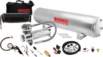 VIXEN AIR VXO4852GCI 5 GALLON STEEL AIR TANK SILVER WITH 200 PSI AIR COMPRESSOR AND TIRE INFLATION KIT ONBOARD AIR SYSTEM
